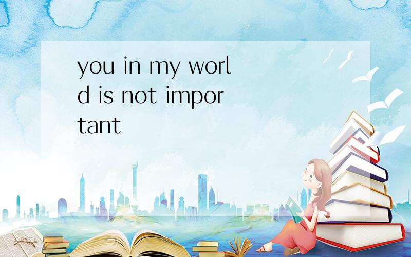 you in my world is not important