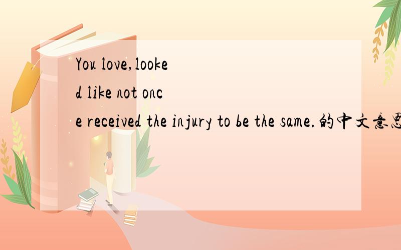 You love,looked like not once received the injury to be the same.的中文意思是什么