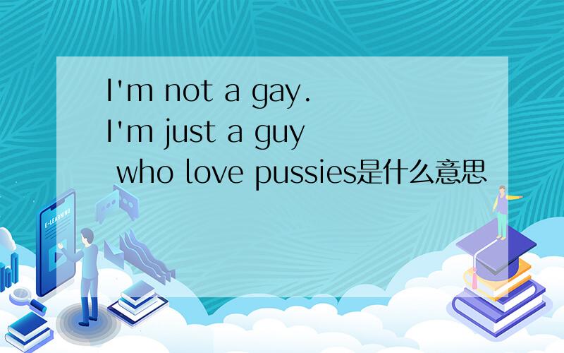 I'm not a gay.I'm just a guy who love pussies是什么意思