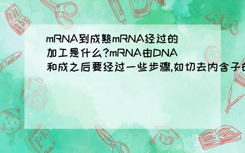 mRNA到成熟mRNA经过的加工是什么?mRNA由DNA和成之后要经过一些步骤,如切去内含子的部分才能成为成熟的mRNA,具体要经过哪些步骤?场所是什么?为什么要这么麻烦转录后还要切去部分?