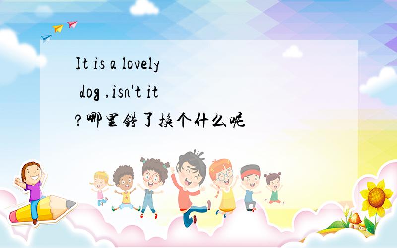 It is a lovely dog ,isn't it?哪里错了换个什么呢