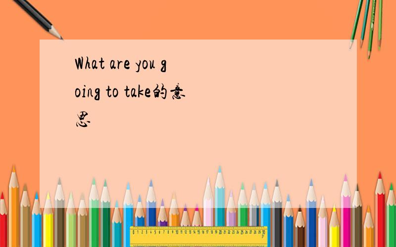 What are you going to take的意思