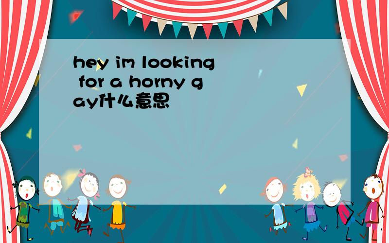 hey im looking for a horny gay什么意思